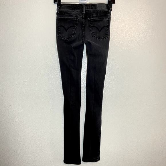 Levi's 711 Skinny Jean Distressed Ripped 5 Pocket Mystery Black 25"x30" - Picture 6 of 6